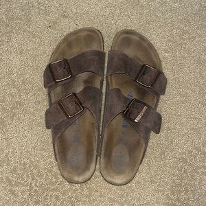 Brown leather birkenstocks